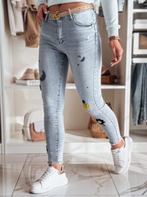 Női farmer skinny nadrág hímzéssel MOONAIR kék Dstreet