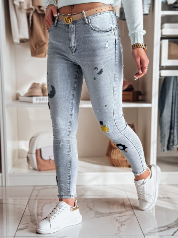 Női farmer skinny nadrág hímzéssel MOONAIR kék Dstreet