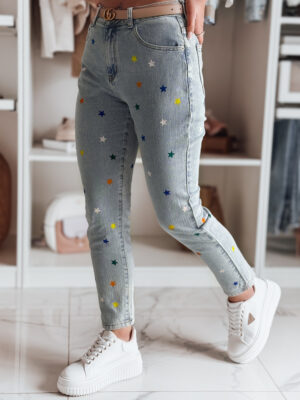 Női farmernadrág Slim fit nadrág SHINYFIT csillagok kék Dstreet