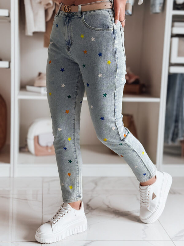 Női farmernadrág Slim fit nadrág SHINYFIT csillagok kék Dstreet