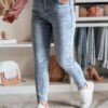 Női farmernadrág slim fit nadrág övvel BOTANIDA kék Dstreet