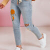 Női farmernadrág slim fit nadrág övvel GIRLHOOD kék Dstreet