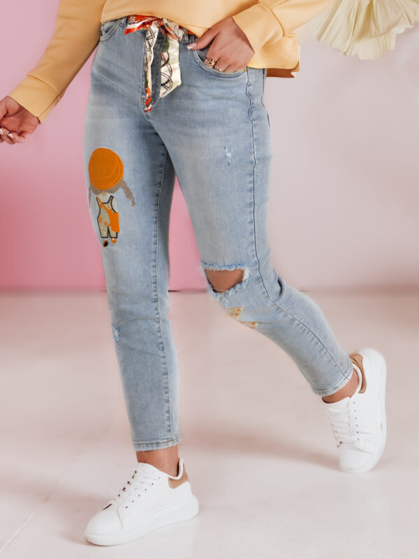 Női farmernadrág slim fit nadrág övvel GIRLHOOD kék Dstreet