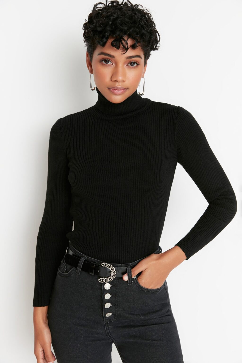 Női garbó Trendyol Upright Collar