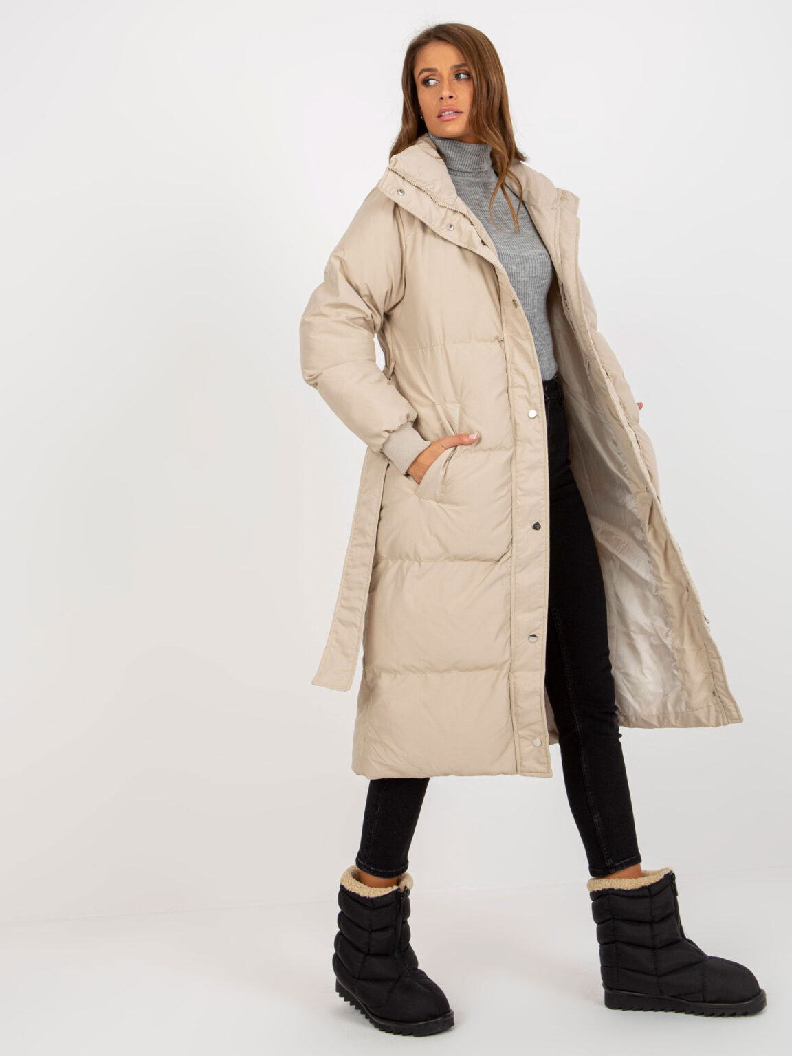Női kabát Fashionhunters Beige