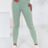 Női magas derekú leggings SOFLEGG világoszöld Dstreet