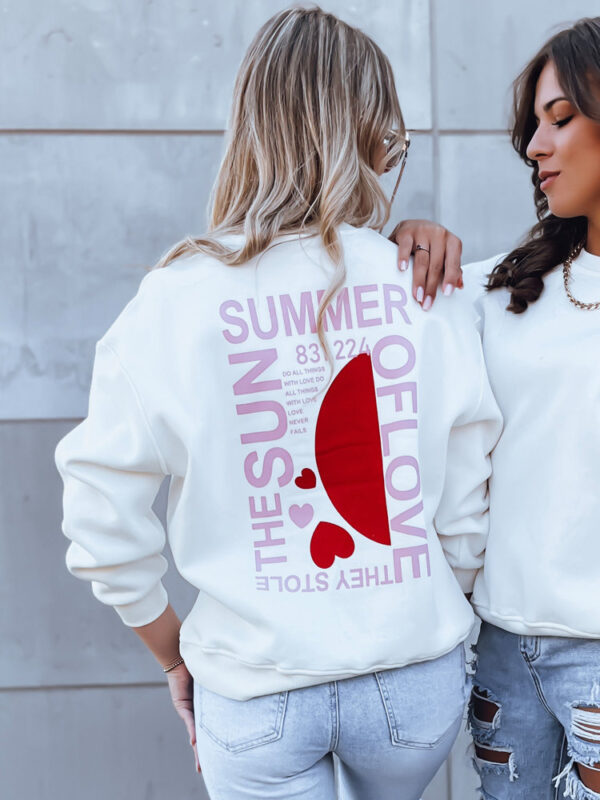 Női nem kapucnis pulóver HEARTBEAT Szín Fehér DSTREET