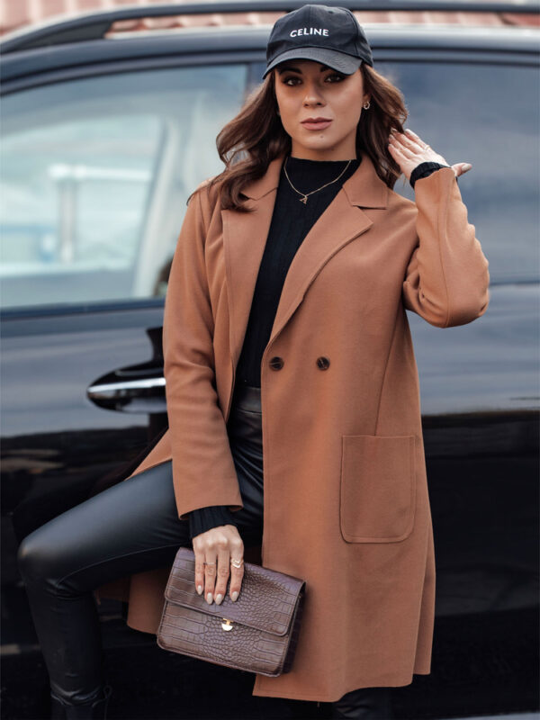 Női oversize LINNORE hosszú camel kabát Dstreet