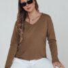 Női oversize blúz VAVLSTYLES sima camel Dstreet