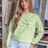 Női oversize pulóver virággal PETITKA menta Dstreet