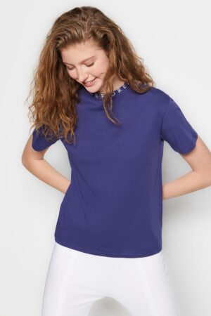 Női póló Trendyol Collar Printed