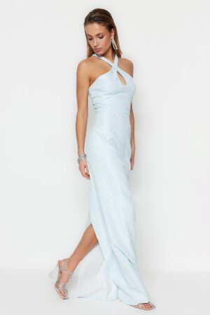 Női ruha Trendyol TPRSS23AE00114/Blue