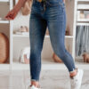 Női skinny farmer nadrág övvel SKINNYJUP kék Dstreet
