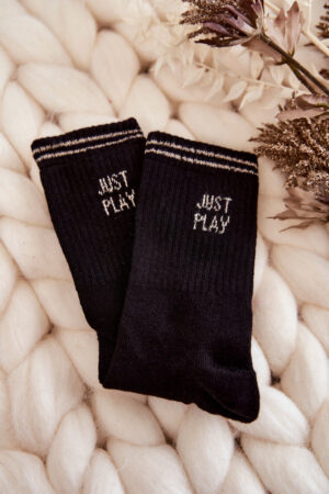 Női sportzokni Vízszintes felirat Just Play Black