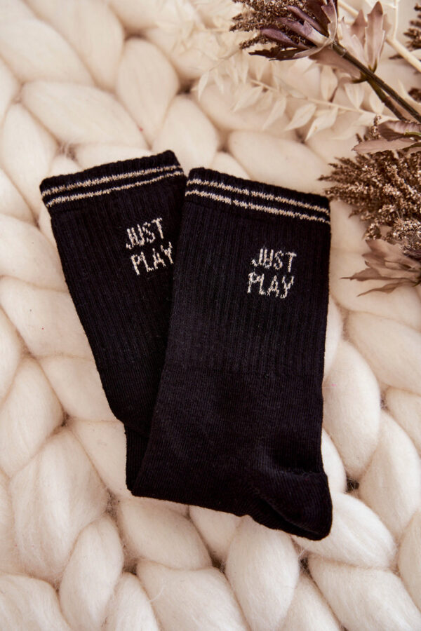 Női sportzokni Vízszintes felirat Just Play Black