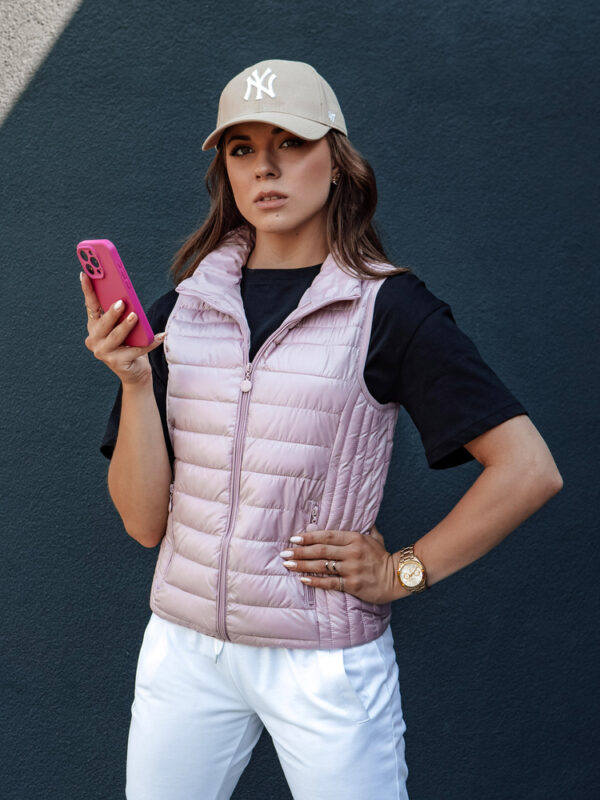 Női steppelt mellény állógallérral STYLISHZ rózsaszín Dstreet
