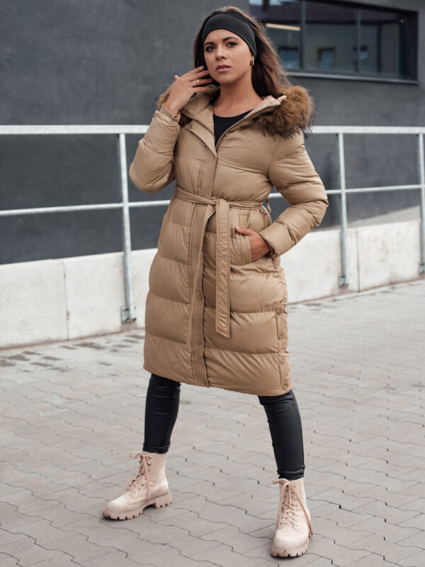 Női steppelt téli kabát szőrmével STYLEBELLA bézs Dstreet