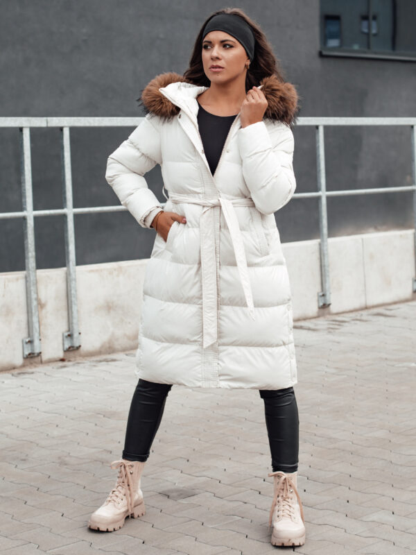Női steppelt téli kabát szőrmével STYLEBELLA fehér Dstreet