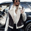 Női szarvasbőr mellény báránybőr WOOLZIP kávé Dstreet