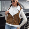 Női szarvasbőr mellény juhbőrrel WOOLZIP camel Dstreet