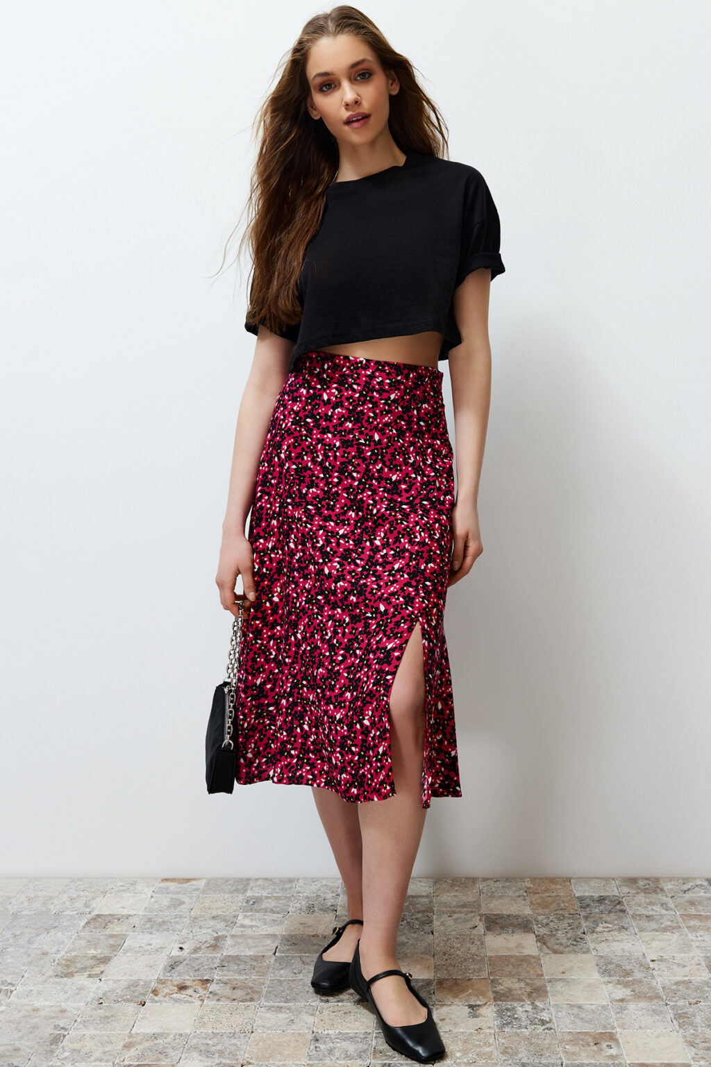 Női szoknya Trendyol Floral Patterned