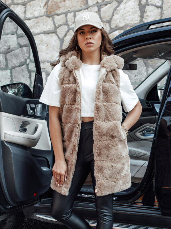 Női szőrme mellény ASHTON camel Dstreet