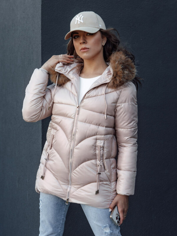 Női téli kabát kapucnival WINTERCHIC rózsaszín Dstreet