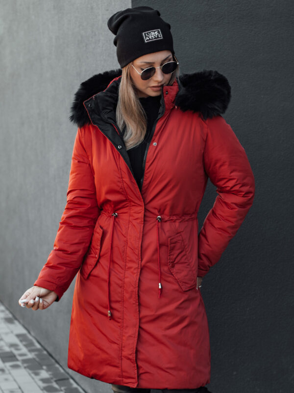 Női téli parka TRENDNEL megfordítható kapucnis piros Dstreet