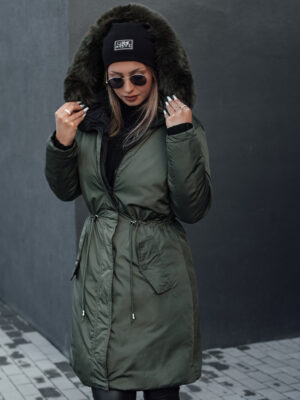 Női téli parka TRENDNEL megfordítható kapucnis zöld Dstreet