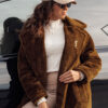 Női télikabát GLAMFUR hosszú szőrme camel Dstreet
