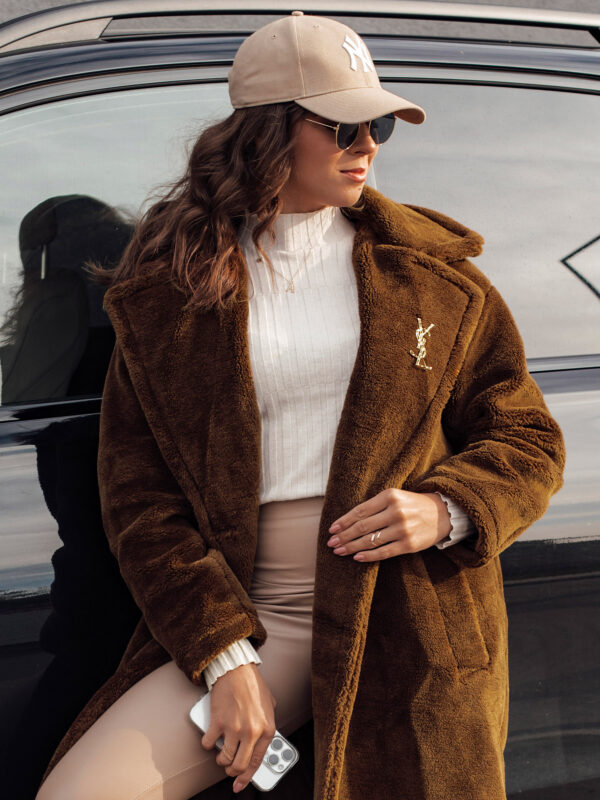 Női télikabát GLAMFUR hosszú szőrme camel Dstreet