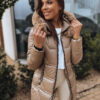 Női télikabát kapucnival KRISTA camel Dstreet