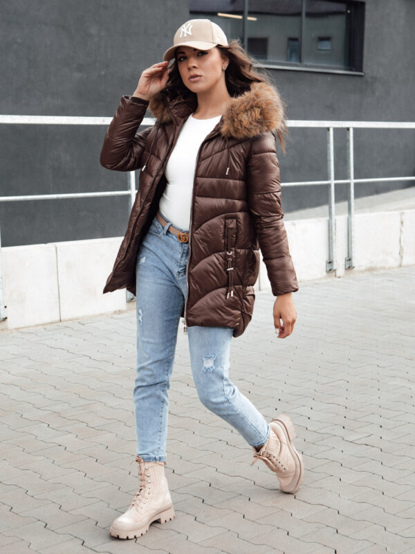 Női télikabát kapucnival WINTERCHIC kávé Dstreet
