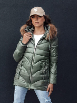 Női télikabát kapucnival WINTERCHIC zöld Dstreet