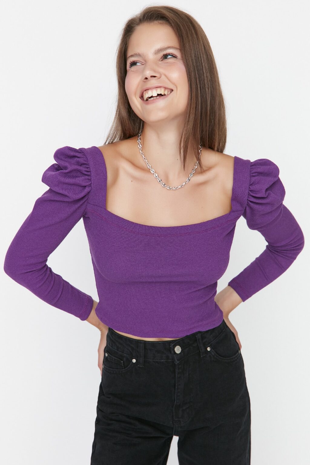 Női top Trendyol TWOAW22BZ0132/Brown