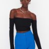 Női top Trendyol TWOAW23BZ00482/Black