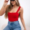 Nude blouse with straps red