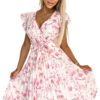 Numoco pleated dress with neckline and ruffles