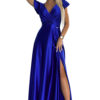 Numoco satin long dress with neckline