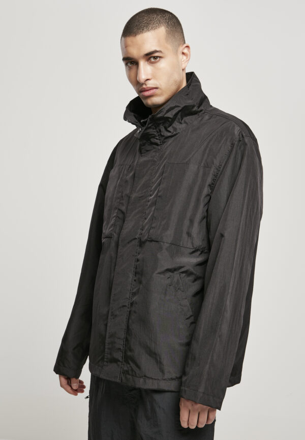 Nylon crepe jacket with double pocket black