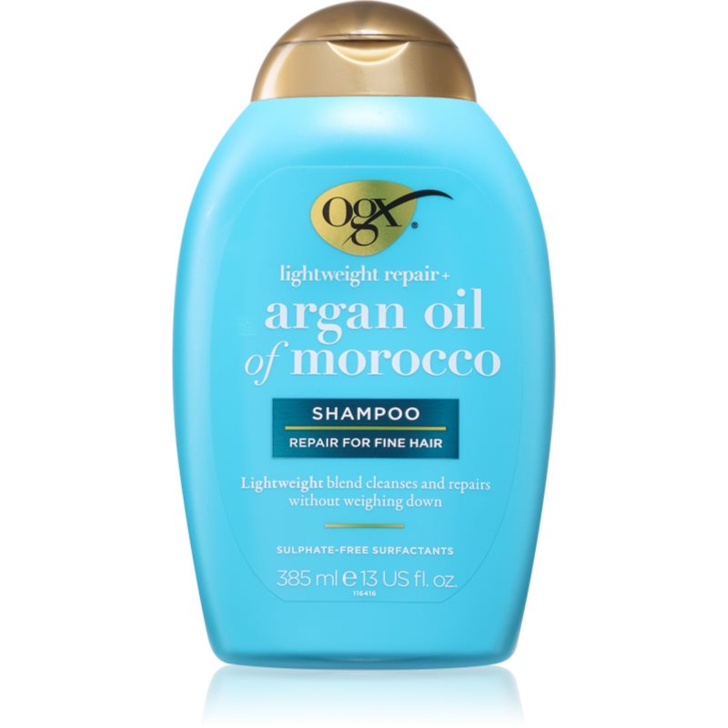 OGX Argan Oil Of Morocco Lightweight Shampoo sampon a hidratálásért és a fényért 385 ml-ár