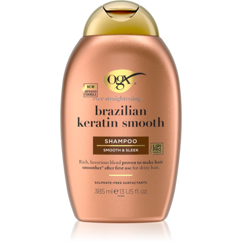 OGX Brazilian Keratin Smooth kisimító sampon a fénylő és selymes hajért 385 ml-Ár