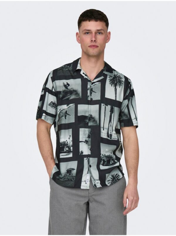 ONLY & SONS Black Men's Patterned Shirt Nano - Men