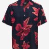 ONLY & SONS Red-Black Mens Flowered Short Sleeve Shirt ONLY & SON - Men