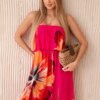 Off-the-shoulder viscose fuchsia dress