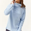 Olalook Women's Baby Blue Cuff Collar Loose Blouse