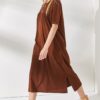 Olalook Women's Bitter Brown Side Slit Oversize Dress