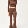 Olalook Women's Bitter Brown Top Crop Blouse Bottom Spanish Tights Raised Suit