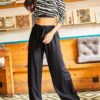 Olalook Women's Black Belted Woven Viscon Palazzo Trousers