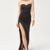 Olalook Women's Black Deep Slit Strapless Long Dress
